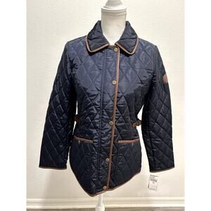 Lauren Ralph Lauren Women's Quilted Coat Jacket Navy Blue Size Petite XS NWT B50